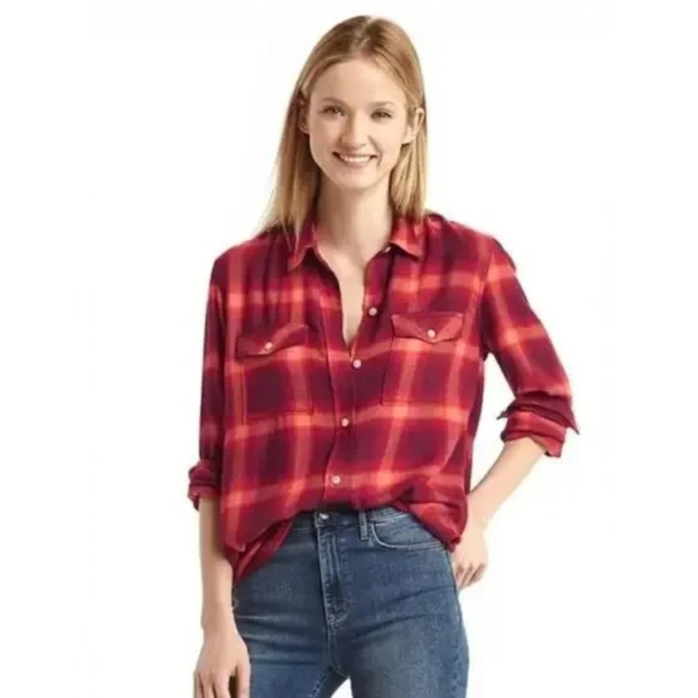 GAP x PENDLETON Red Plaid‎ Rayon Button Down Shirt Excellent Heritage Collab M